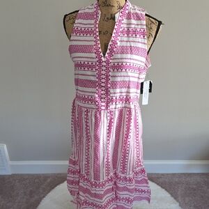 Elegant Pink Geometric Midi Dress